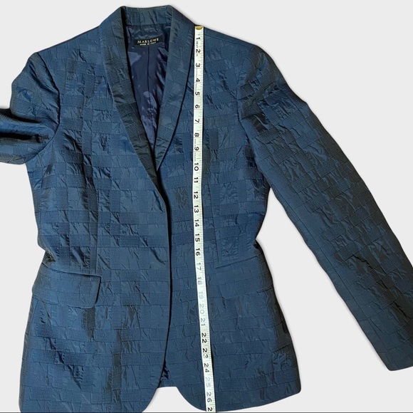 Marlowe Metallic Navy Blue Lined Suit Blazer Sz S - Picture 15 of 16
